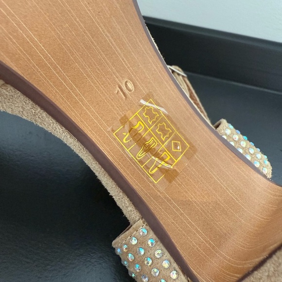 Jeffrey Campbell taupe suede rhinestone Ibiza Jasper heel sandals - size 10 - Picture 5 of 5